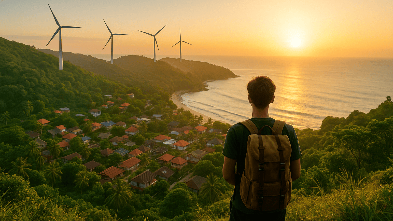 A coastal vista with protected dunes, bike paths, and electric ferries — a portrait of sustainable tourism’s future.