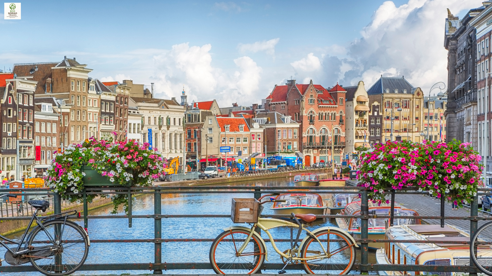 Amsterdam eco-friendly coworking spaces and circular design with bicycles and canals for digital nomads in 2025