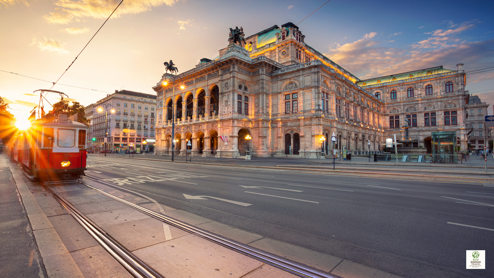 City tram and train tracks in Vienna, Austria, showing how easy it is to move around the city by rail on a European flight-free travel itinerary in 2025