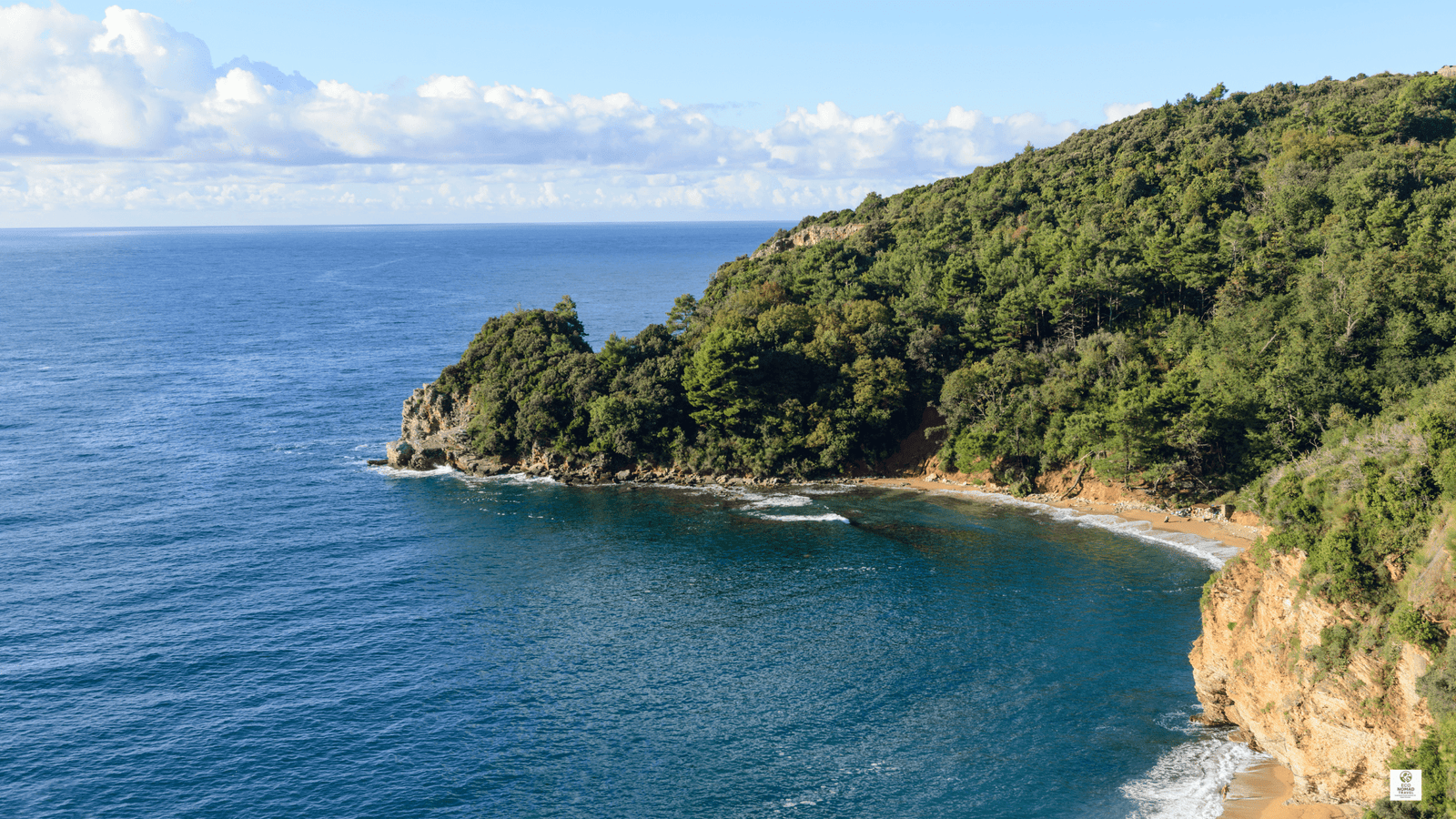 View of the Adriatic Sea from the Balkan Mountains with coastline stretching into the distance