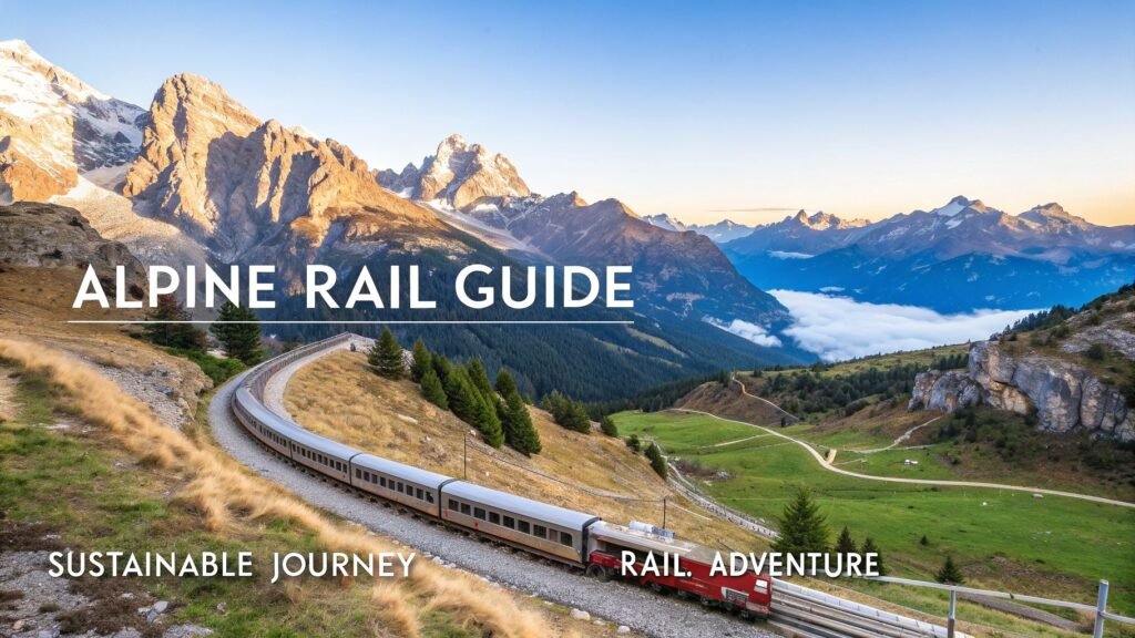 Bernina pass poschiavo switzerland alpine rail journey with a train curving through mountain valleys at sunrise