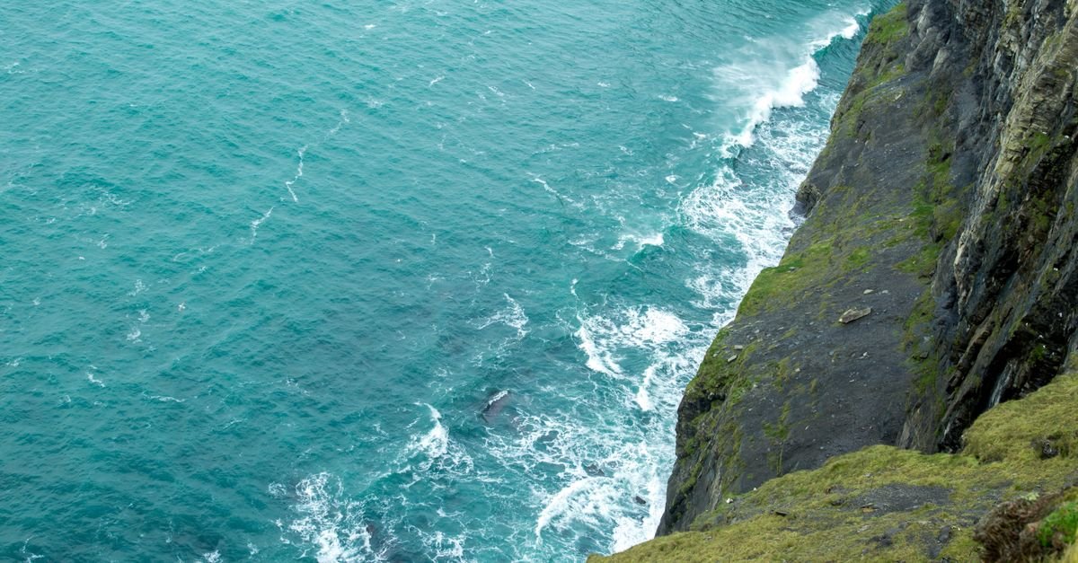 Atlantic cliffs above the sea on the Irish coast
